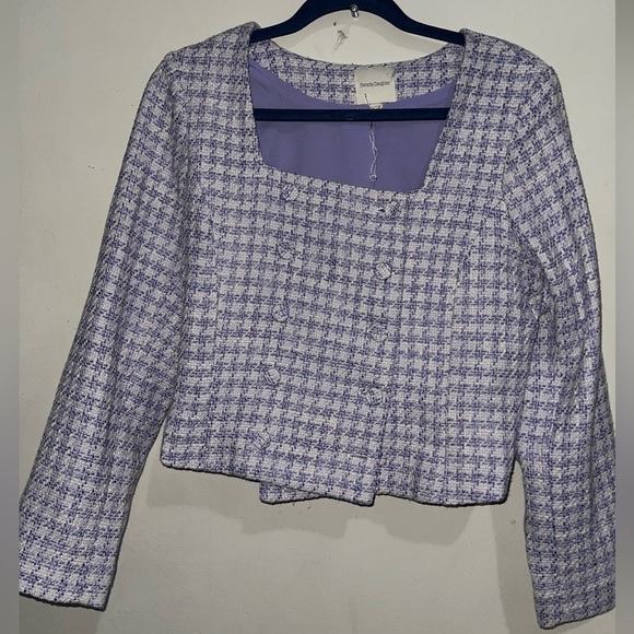 NWT Favoritw Daughter Dasha Houndstooth Tweed Blazer Top - Picture 2 of 16